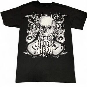 Vintage 2008 Guitar Hero Skull and Guitars Promo Graphic T-Shirt